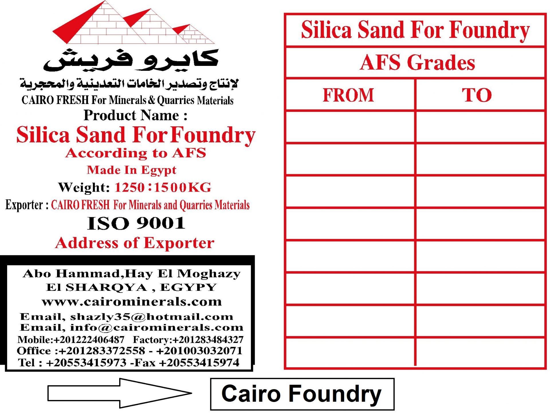 Sabbia silicea per fonderie